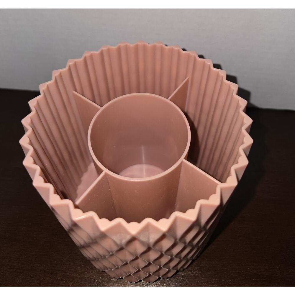 Rose Colored Rotating Makeup Brush Holder - Picture 2 of 4